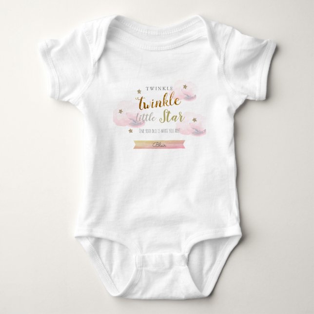 Body Twinkle Twinkle Little Star 1er Anniversaire Rose (Devant)
