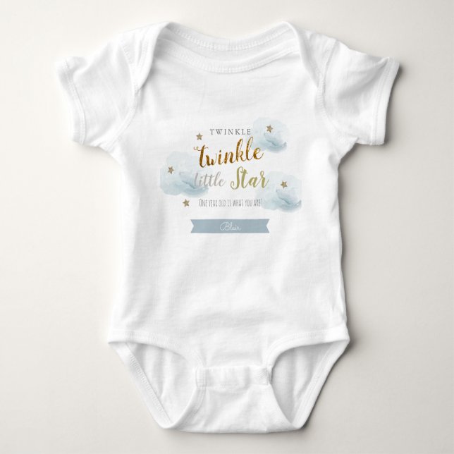 Body Twinkle Twinkle Little Star Bleu 1er Anniversaire (Devant)
