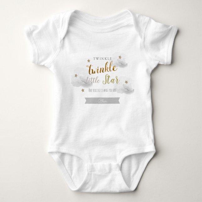 Body Twinkle Twinkle Little Star Grey 1er anniversaire (Devant)