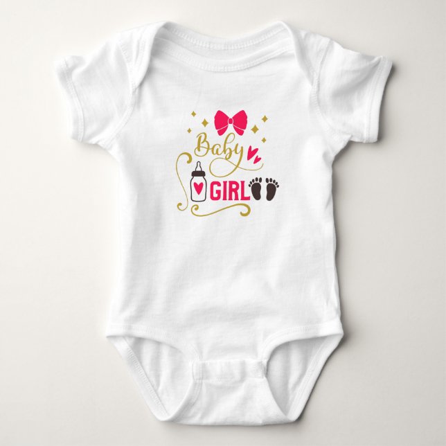 Body Typographie "Baby Girl" Pink Girly Baby Glam Gold (Devant)