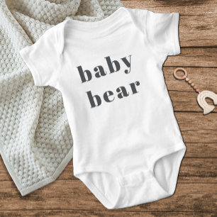 Body Typographie Boho rose Gris Fille Bébé Gris Ours