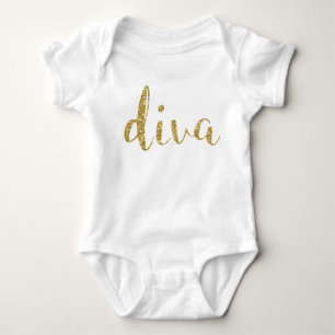Body Typographie dorée «Diva» Bébé Fille Chic Élégante