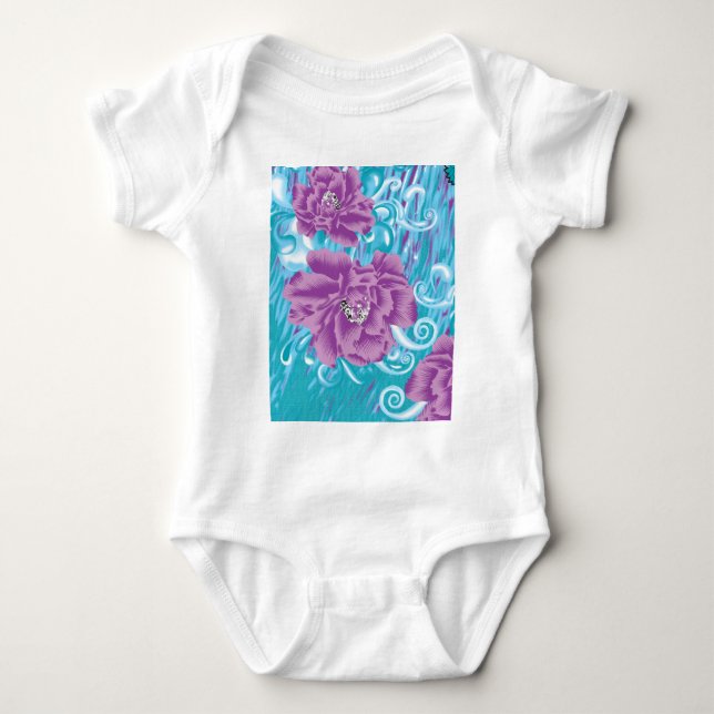 Body Un design textile dynamique avec violet et turq (Devant)