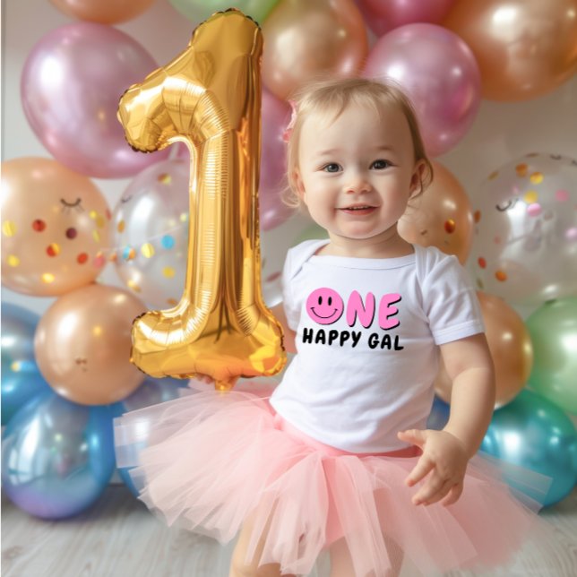 Body Un joyeux Gal 1er Anniversaire rose Smiley (Créateur téléchargé)