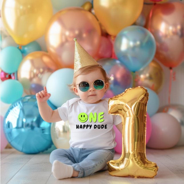 Body Un joyeux Mec 1er anniversaire Green Smiley (Créateur téléchargé)