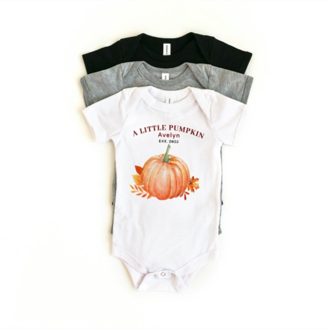 Body Un Petit Citrouille Nom Personnalisé et Année d'Au (a little pumpkin custom name baby gifts ideas baby shower mother to be fall theme newborn)