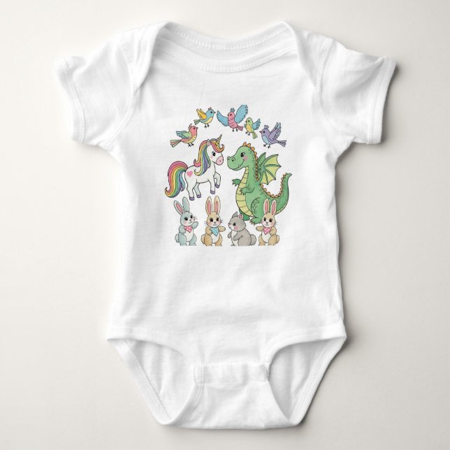 Body Unicorn Dragon Baby Animal Bodysuit (Devant)