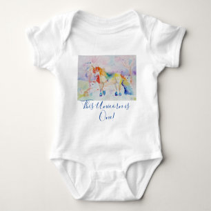 Body Unicorn mignonne Premier Anniversaire pastel Aquar