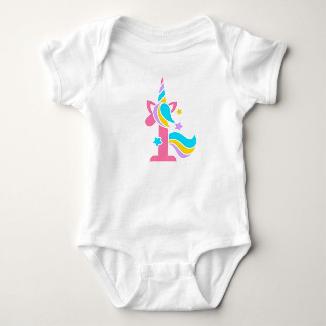 Body Unicorn Premier anniversaire rose et pourpre Unico (Devant)