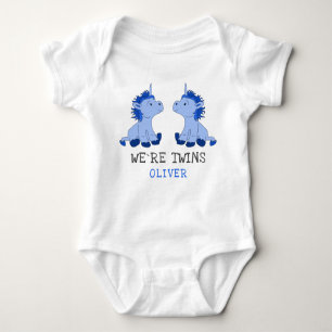 Body Unicorn Twin Boys Baby Bodysuit avec nom