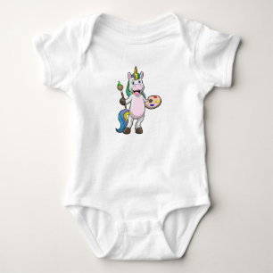 Body Unicorne à la peinture avec pinceau et couleur