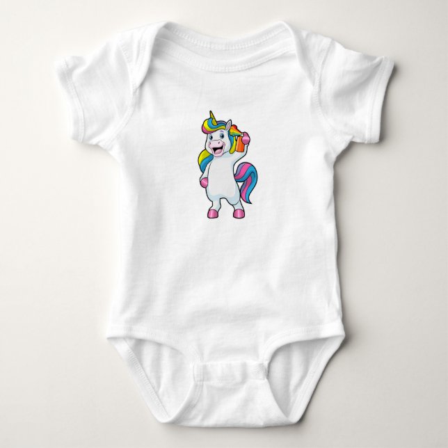Body Unicorne comme coiffeur avec aérosol (Devant)