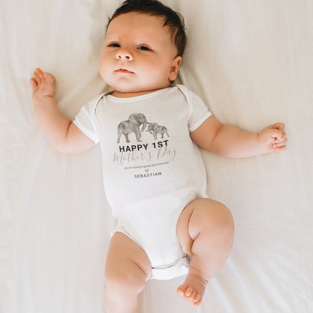 Body Unisex First Mother's Day Elephant Baby Bodysuit (Créateur téléchargé)