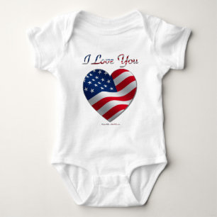 Body USA Flag Heart Je t'aime