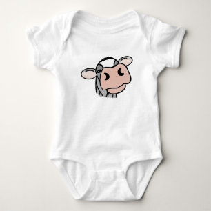 Body vache de dessin animé noir blanc rose baiser gris 
