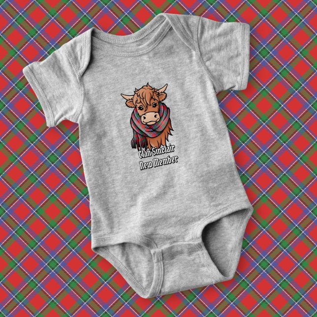 Body Vache Highland avec Sinclair Écharpe rouge Tartan (Créateur téléchargé)