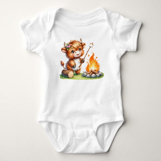 Body Vache Highland Mignonne Fille Smores Camping (Devant)