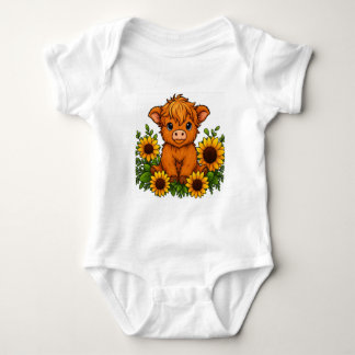 Body Vache mignonne avec tournesols