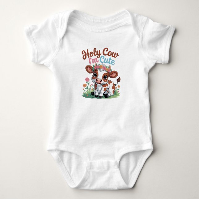 Body Vache Sainte Je Suis Mignonne – Conception De Dess (Devant)