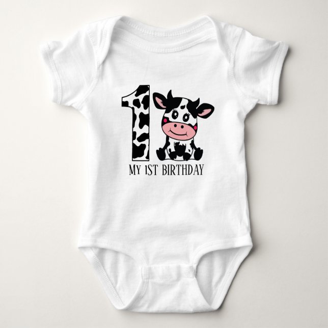 Body vache unisex mignonne premier anniversaire (Devant)
