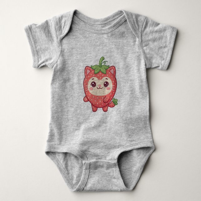 Body Vêtement bébé chat mignon Kawaii fraise (Devant)