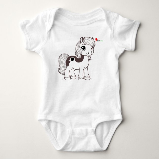 Body Vêtement bébé Cheval Chibi Mignon Petit Poney (Devant)