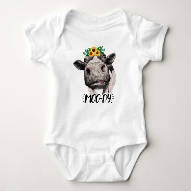 Body Vêtements À Thème Moody Cow Pour Nouveau-Né Bébé,  (Devant)