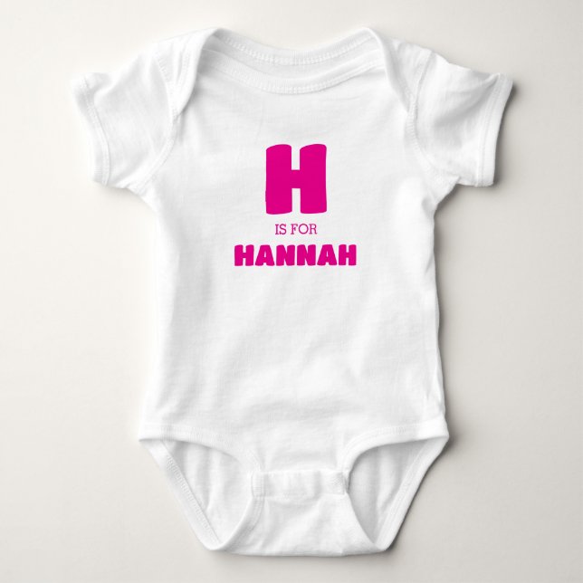 Body Vêtements bébé lettre H, Combinaison bébé avec nom (Devant)