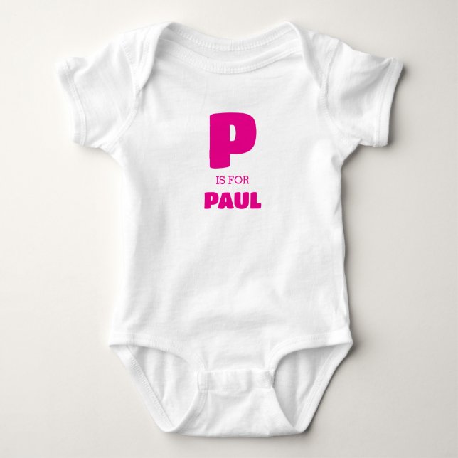Body Vêtements bébé lettre P, Combinaison bébé avec nom (Devant)