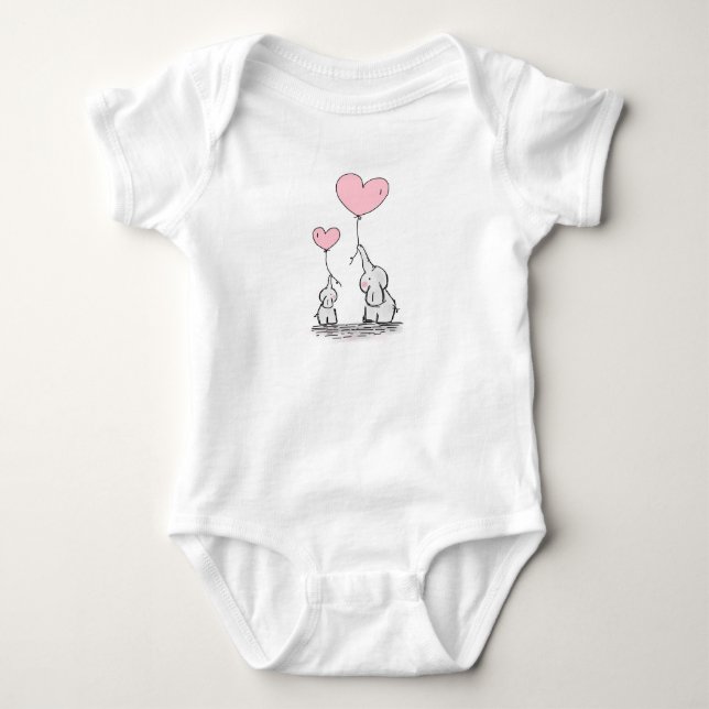 Body Vêtements bébé une pièce Maman et bébé Éléphant (Devant)