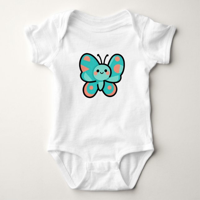 Body Vêtements de bébé avec papillon sarcelle mignon et (Devant)