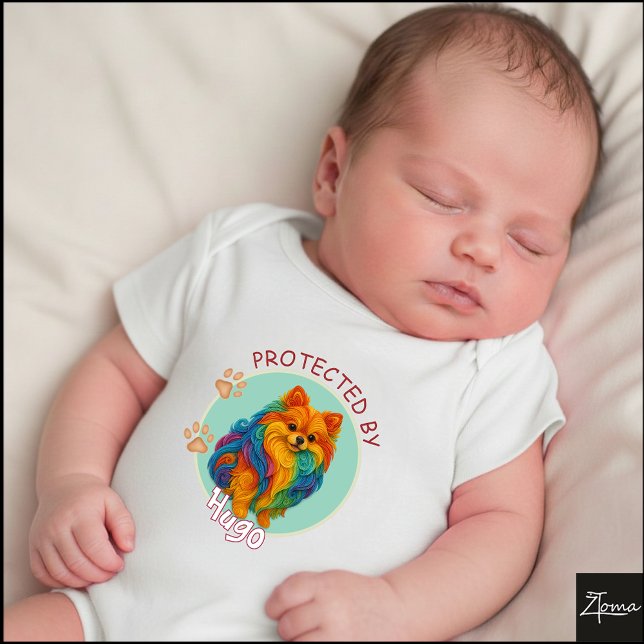 Body Vibrant Swirl Quilled Pomeranian dog Portrait (Créateur téléchargé)