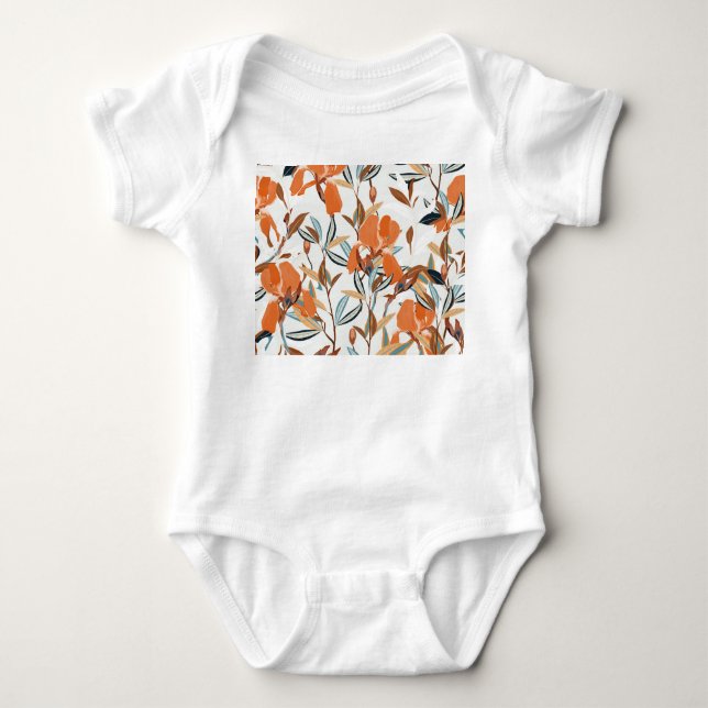 Body Vintage motif floral d'Iris orange (Devant)