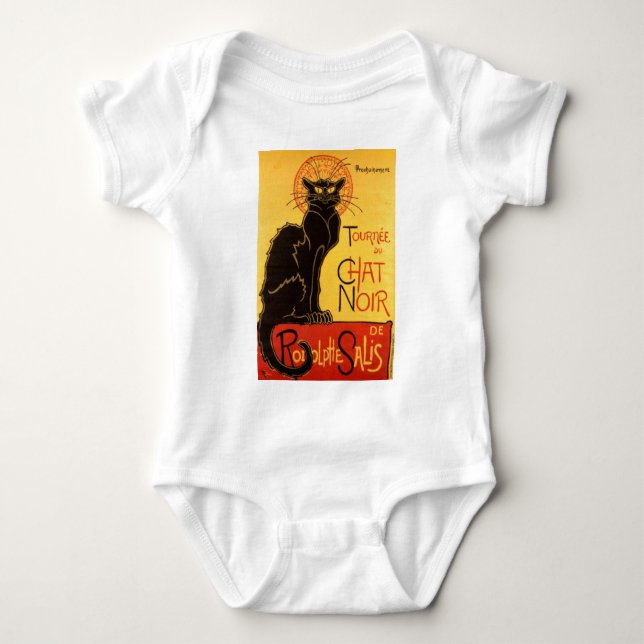 Body Vintage Tournee de Conversation Noir Chat Noir (Devant)
