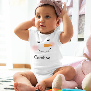Body Visage de Bonhomme de Neige Heureux Nom d'Enfant P