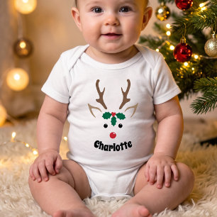 Body Visage de Renne Mignon Noël Nom Personnalisé