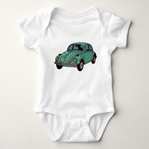 Body Voiture verte, Retro Auto, Mignonne Art Baby Jerse