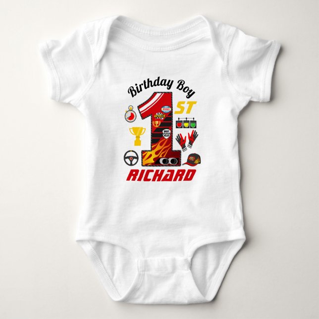 Body Voitures d'anniversaire | Racing Birthday Boy (Devant)