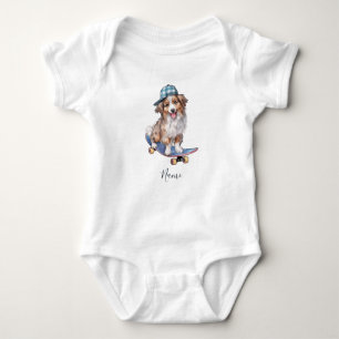 Body Watercolor Australian Shepherd Bodysuit pour bébé