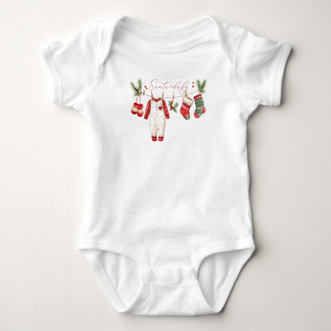 Body Watercolor Elegant Santa Baby Christmas Baby Showe (Devant)