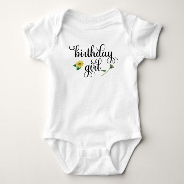 Body Watercolor Sunflower Birthday Girl Shirt (Devant)