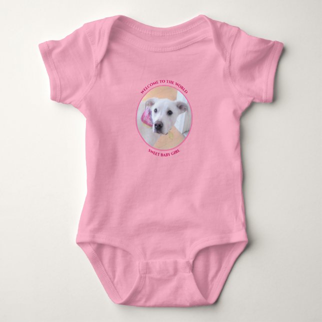 Body Welcome Baby Girl Photo de mignon chien chiot blan (Devant)
