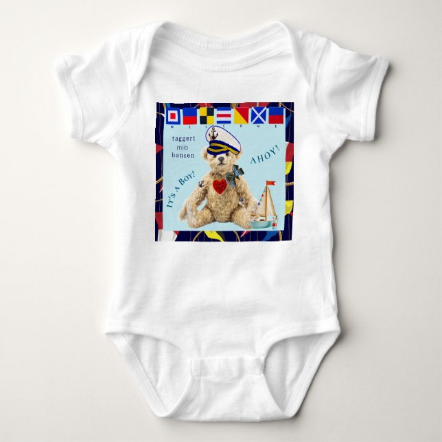 Body Welcome New Baby Boy Sailor Bear Bodysuit (Devant)