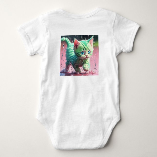 Body Whimsical Kitten Pluie Run Baby Jersey Bodysuit (Dos)