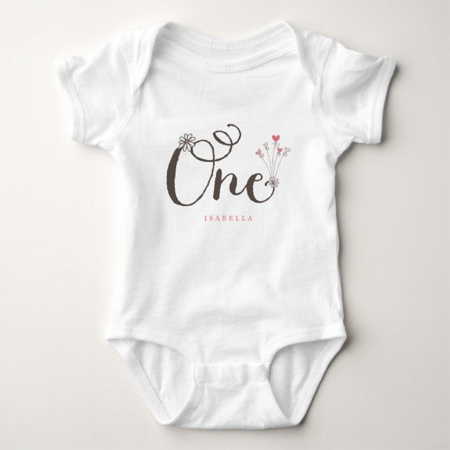 Body Whimsical One Rose Baby Girl 1er anniversaire fête (Devant)