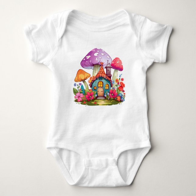 Body Whimsy Wonderland Champignons House Bodysuit bébé (Devant)