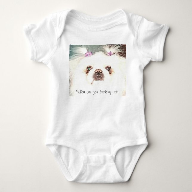Body White Pekingese Que regardez-vous ? Drôle (Devant)