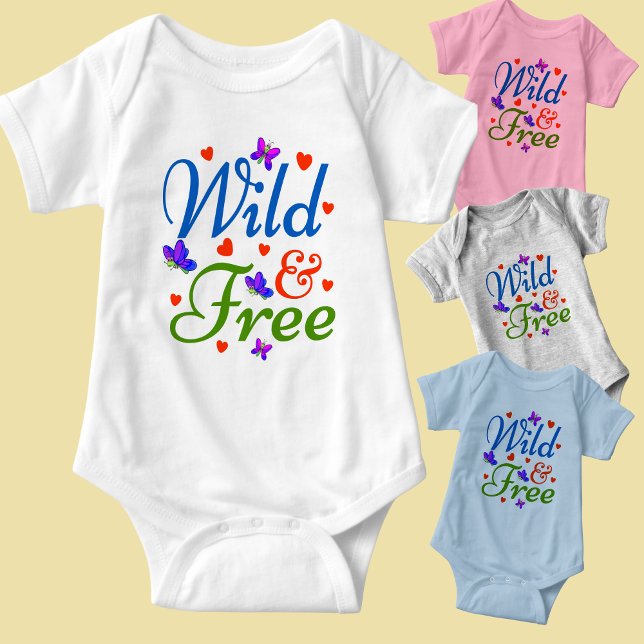 Body Wild & Free, Vert Bleu avec Coeurs rouges, (Créateur téléchargé)
