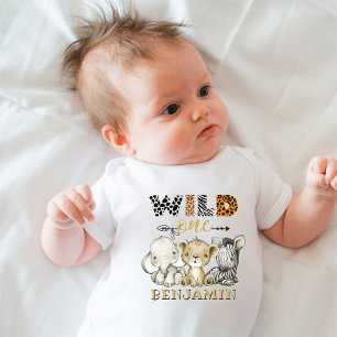 Body Wild One 1st Birthday Lion Zebra Elephant