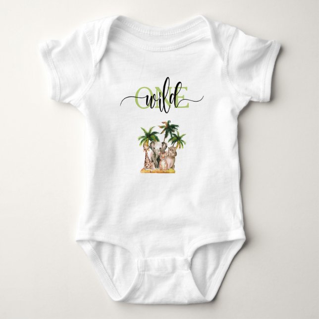 Body Wild One First 1st Safari Animaux Anniversaire (Devant)